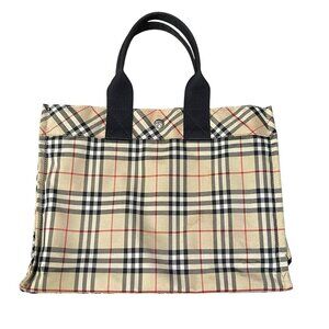 Burberry Blue Label Tote Nova House Check Nylon Canvas Hand Bag 14 x 10